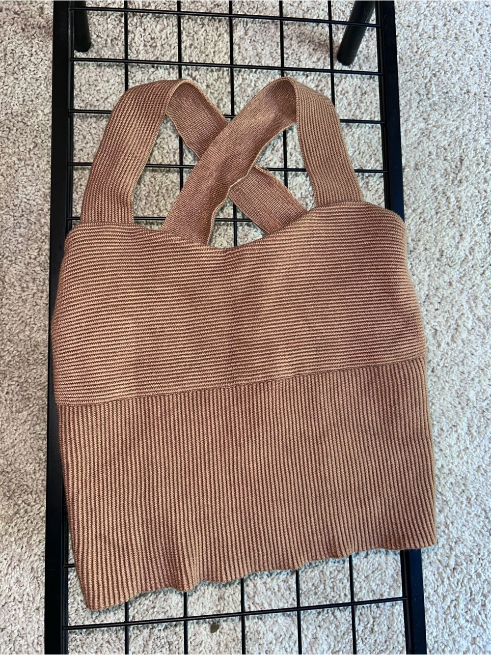 Abercrombie & Fitch Ribbed Crossback Tank Top - Tan